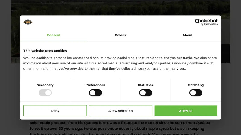 Screenshot: the Great Northern Maple Products website.