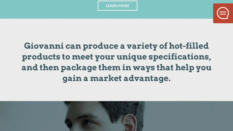 Screenshot: the Giovanni Foods website.