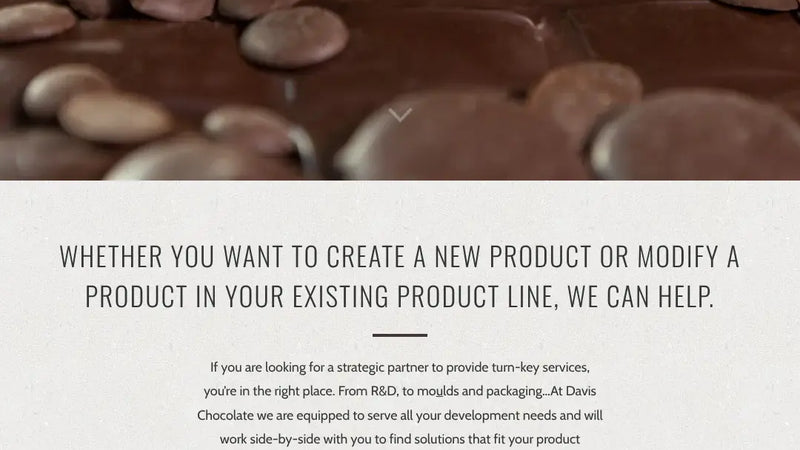Screenshot: the Davis Chocolate website.