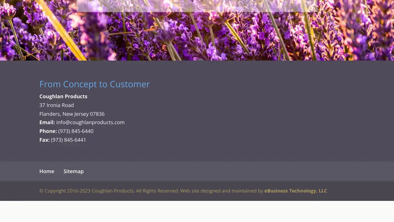 Screenshot: the Coughlan Products website.