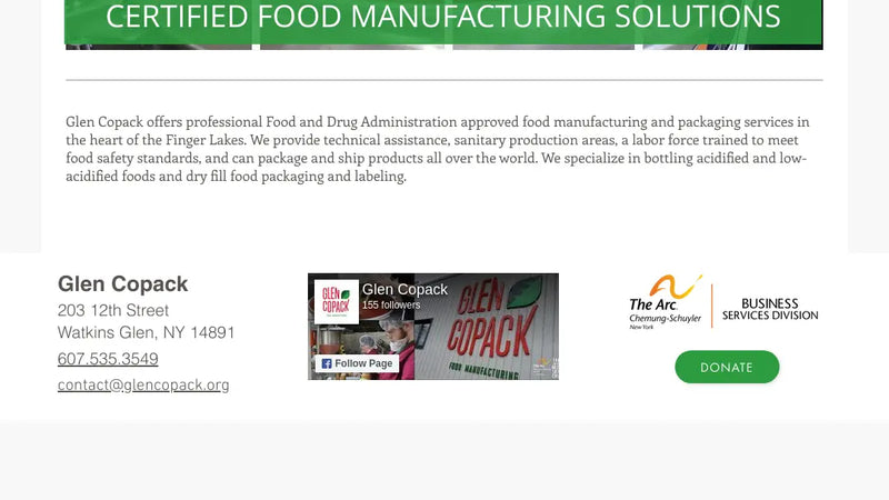 Screenshot: the Glenco Pack website.