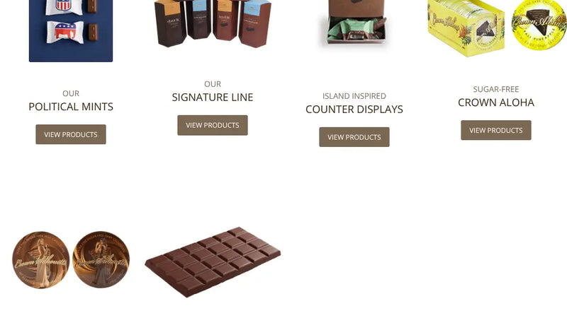 Screenshot: the Crown Chocolate website.