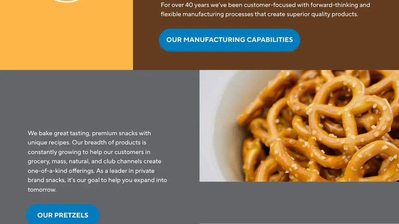 Screenshot: the Pretzels, Inc. website.