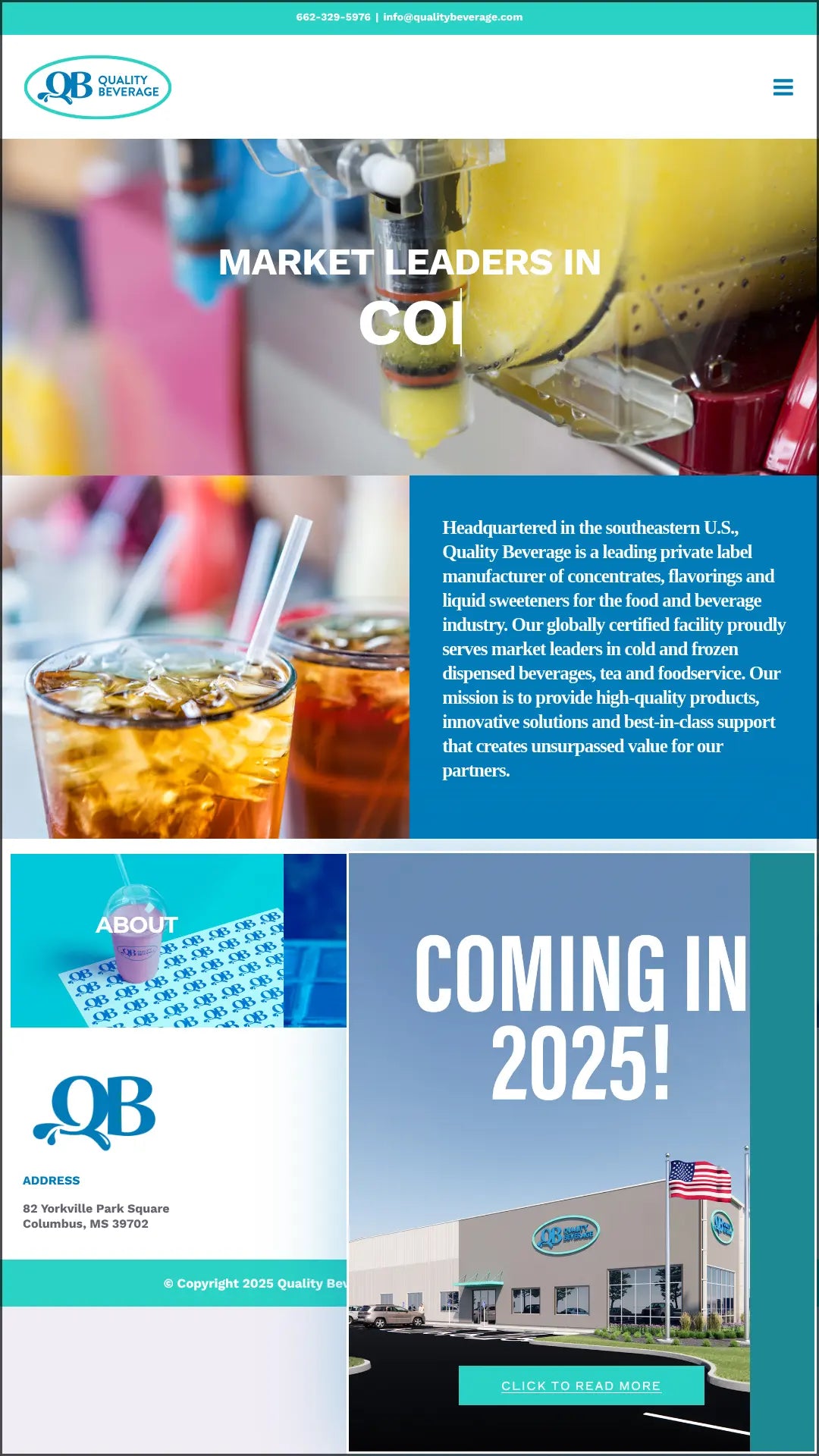 Screenshot: the Quality Beverage Packing website.