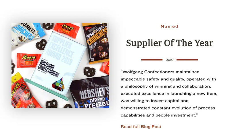 Screenshot: the Wolfgang Confectioners website.