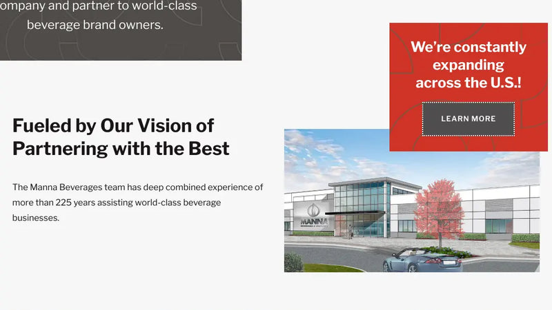 Screenshot: the Manna Beverage & Ventures website.