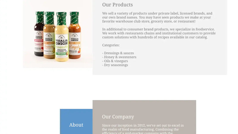 Screenshot: the SVB Foods website.