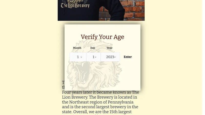 Screenshot: the The Lion Brewery website.