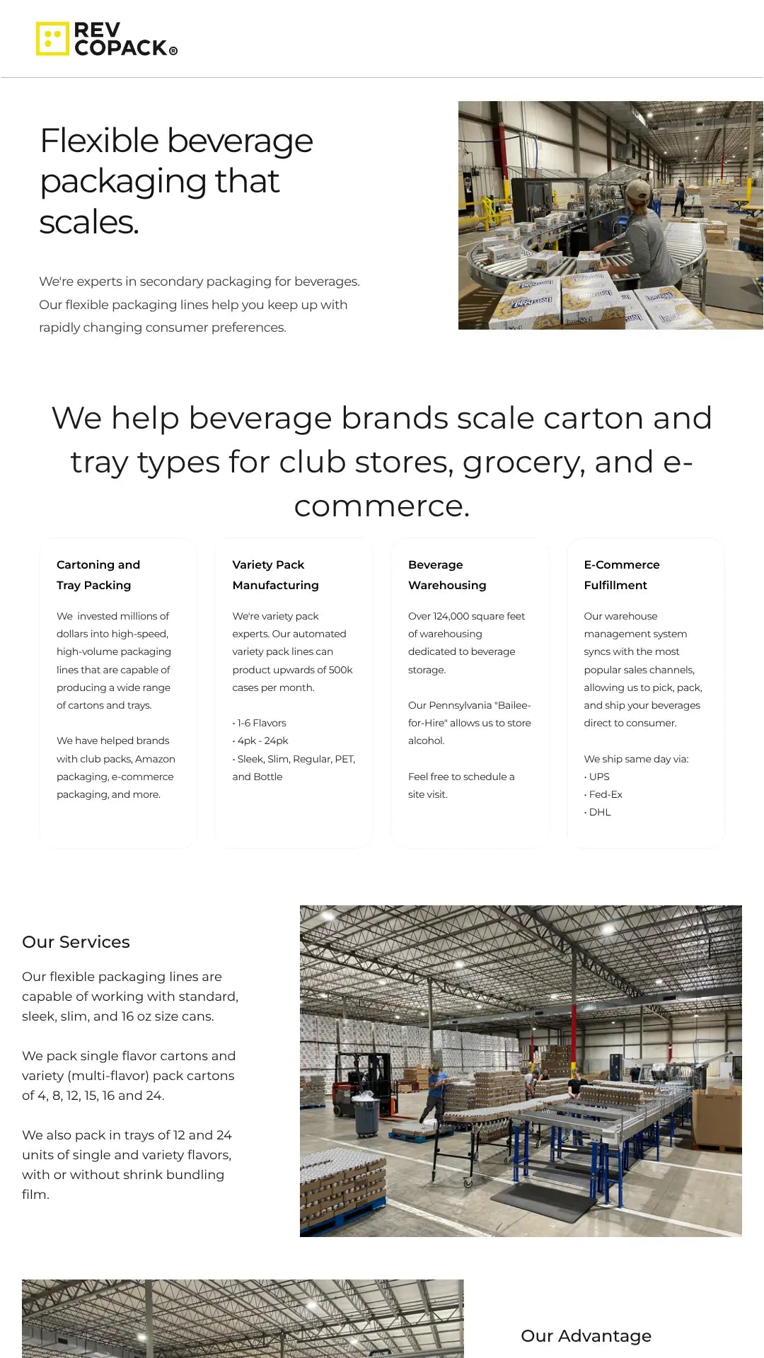 Screenshot: the REV Copack website.