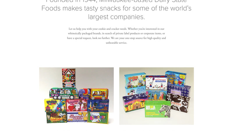 Screenshot: the ​Dairy State Foods website.