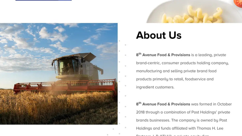 Screenshot: the 8th Avenue Food & Provisions website.