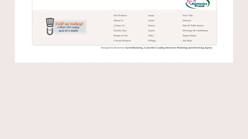 Screenshot: the Custom Food Solutions website.