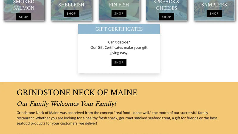 Screenshot: the Grindstone Neck of Maine website.