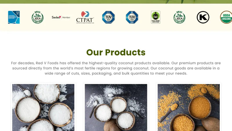 Screenshot: the Red V Foods website.