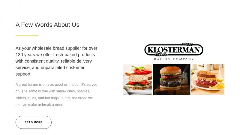 Screenshot: the Klosterman Baking Company website.