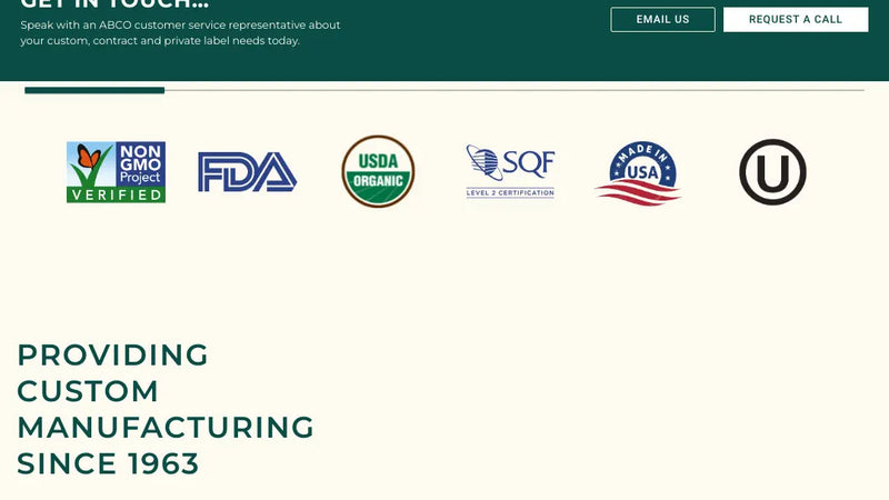 Screenshot: the Abco Laboratories website.