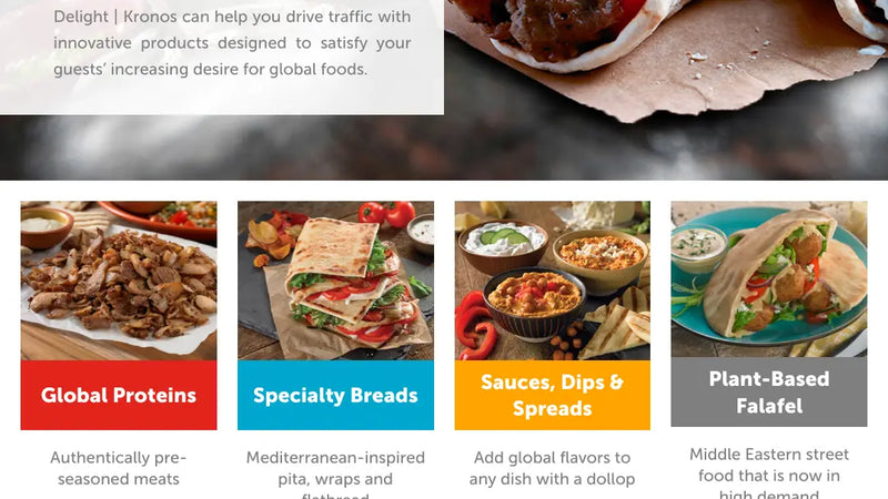 Screenshot: the Kronos Foods website.