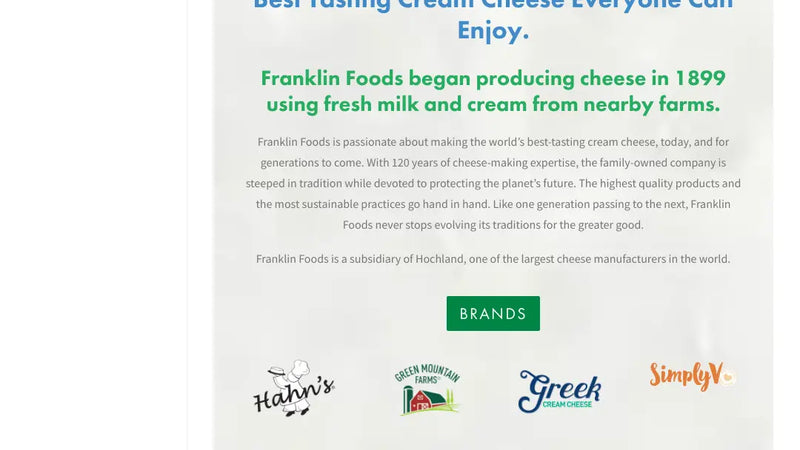 Screenshot: the Franklin Foods website.