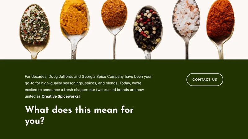 Screenshot: the Georgia Spice Company website.