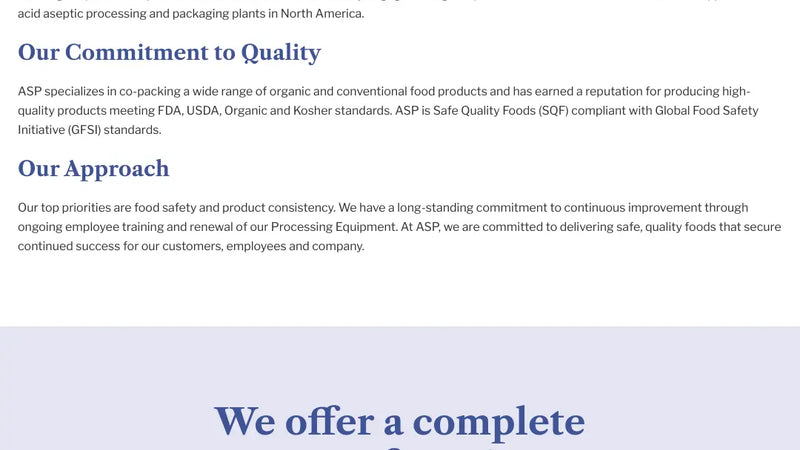 Screenshot: the American Soy Products website.