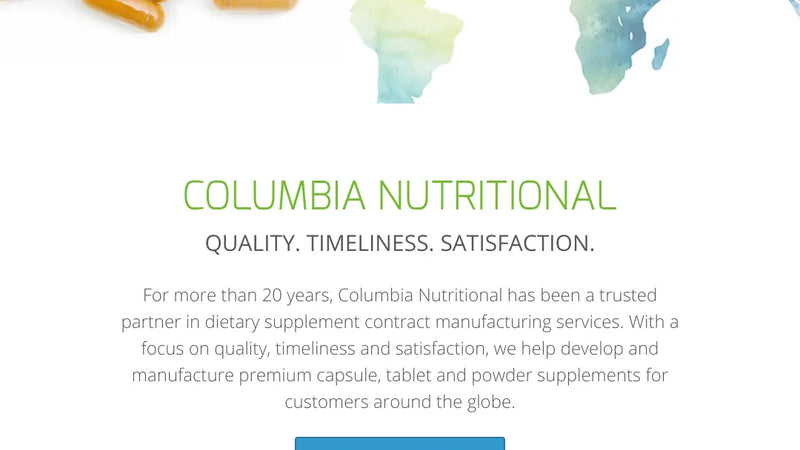 Screenshot: the Columbia Nutritional website.