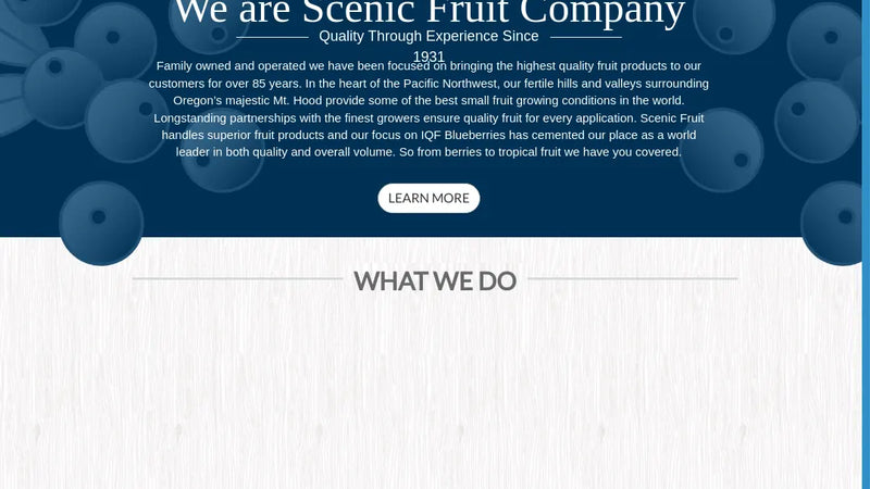 Screenshot: the Scenic Fruit Company website.