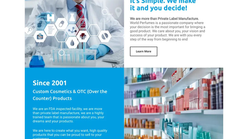 Screenshot: the World Perfumes & PharmaChem website.