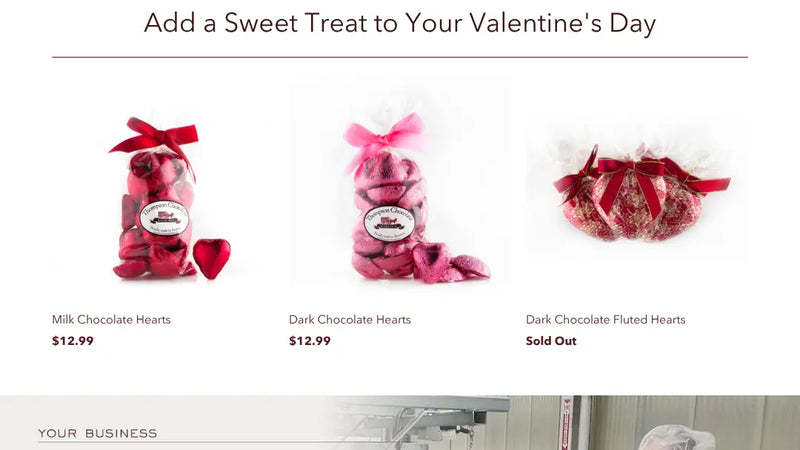 Screenshot: the Thompson Chocolate website.