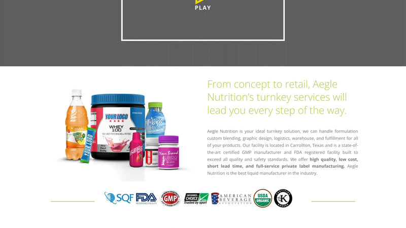 Screenshot: the Aegle Nutrition website.