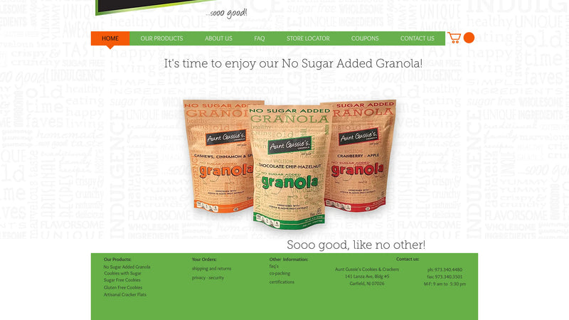 Screenshot: the Aunt Gussies website.