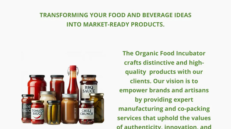 Screenshot: the Organic Food Incubator website.