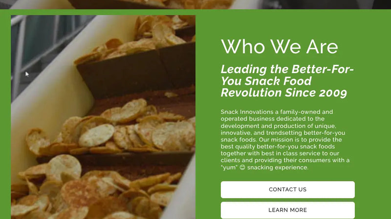 Screenshot: the Snack Innovations website.