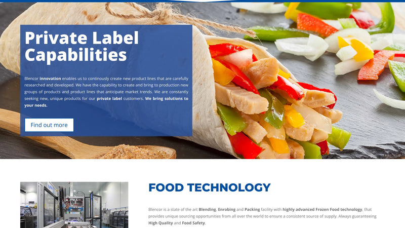 Screenshot: the Blencor website.