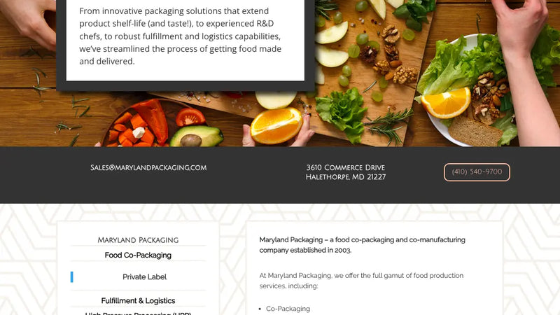 Screenshot: the Maryland Packaging website.