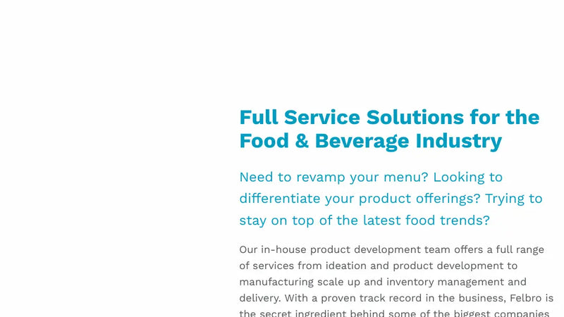 Screenshot: the Felbro Food Products website.
