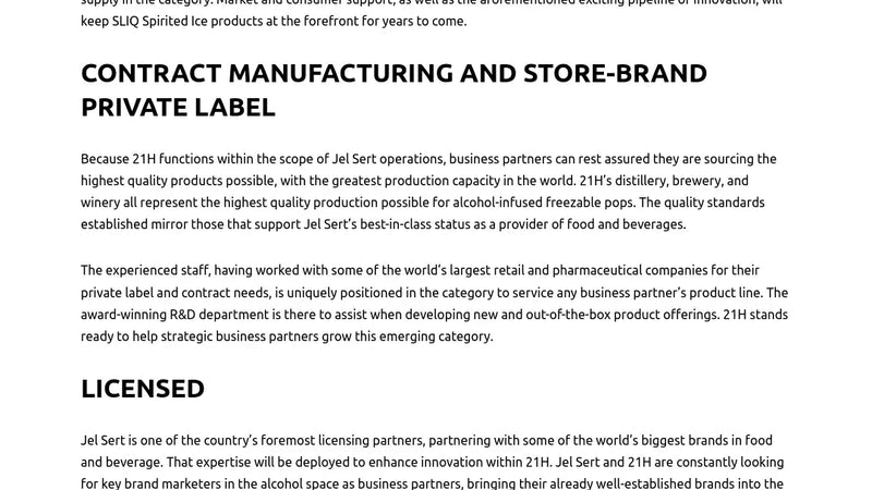 Screenshot: the 21 Holdings LLC website.