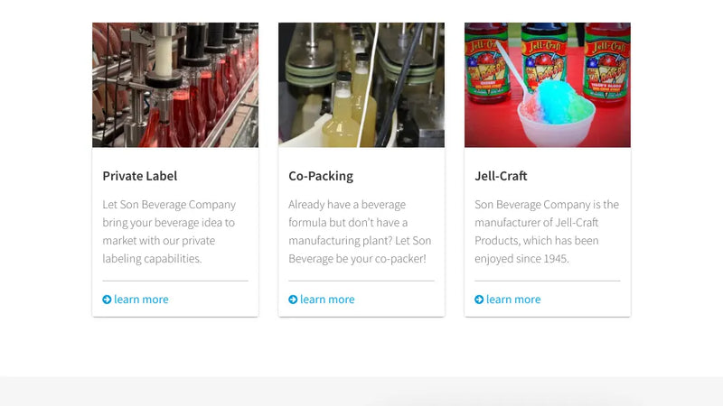 Screenshot: the Son Beverage website.