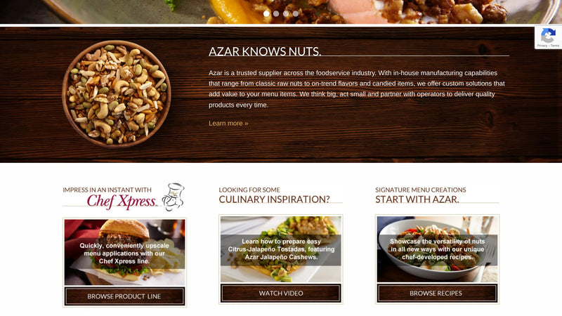 Screenshot: the Azar Nut Co. website.