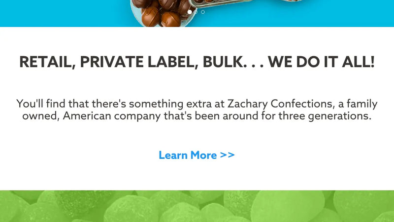 Screenshot: the Zachary Confections, Inc. website.