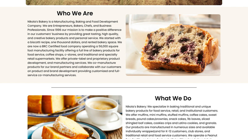 Screenshot: the Nikolas Foods website.