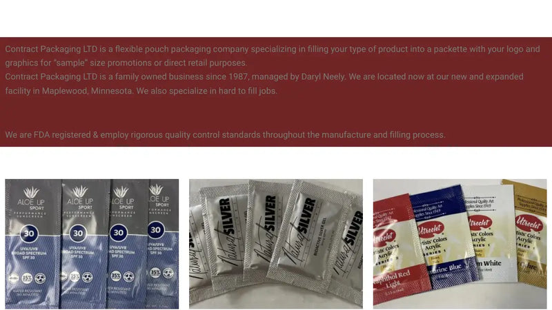 Screenshot: the Contract Packaging Limited website.