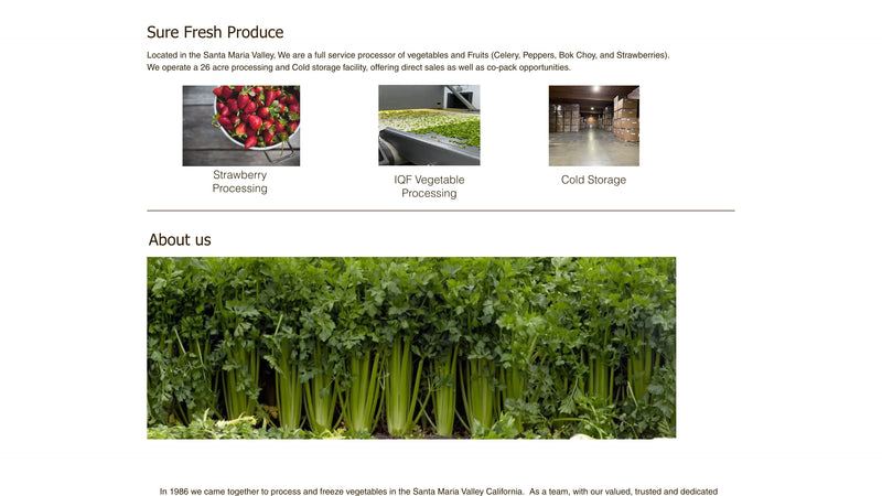 Screenshot: the Surefresh Produce website.